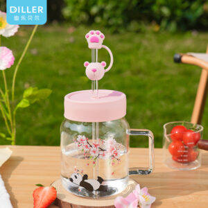 OEM боросиликатное стекло чайная чашка с силиконовой крышкой