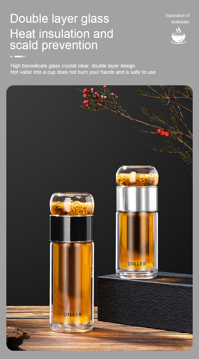 388MLH512 double wall glass tea infuser bottle detail 05