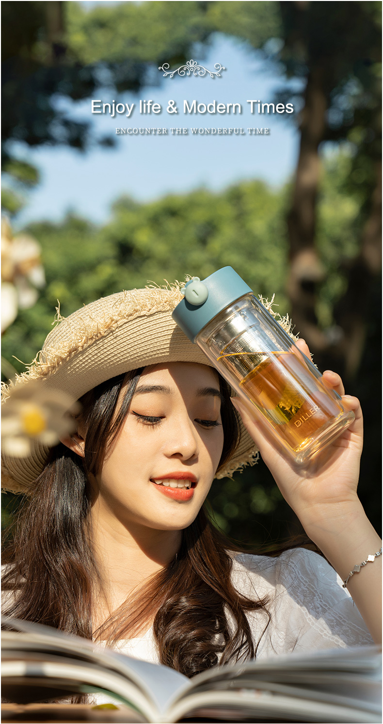 388MLH546 double wall glass tea infuser bottle detail 01