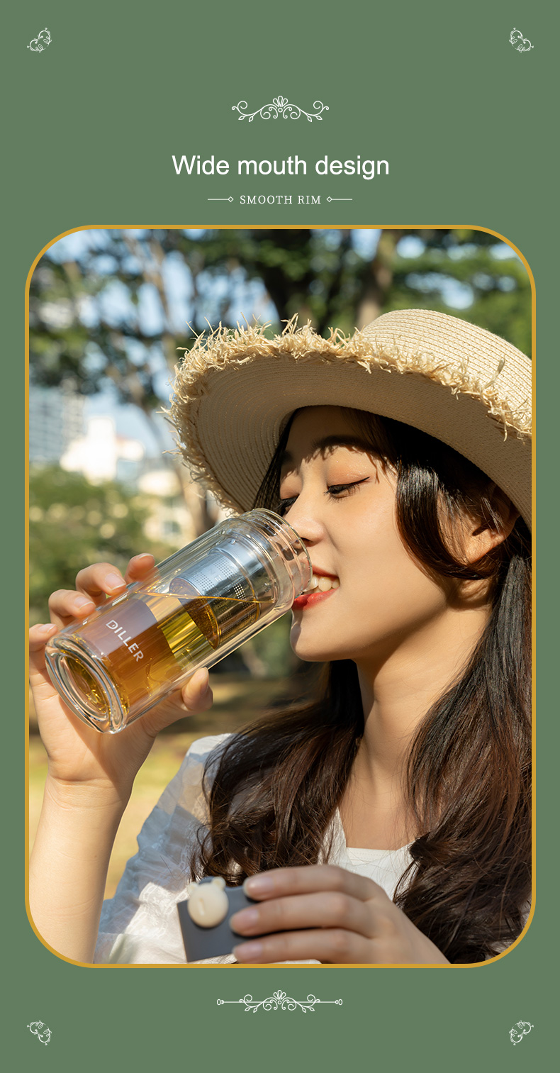 388MLH546 double wall glass tea infuser bottle detail 07