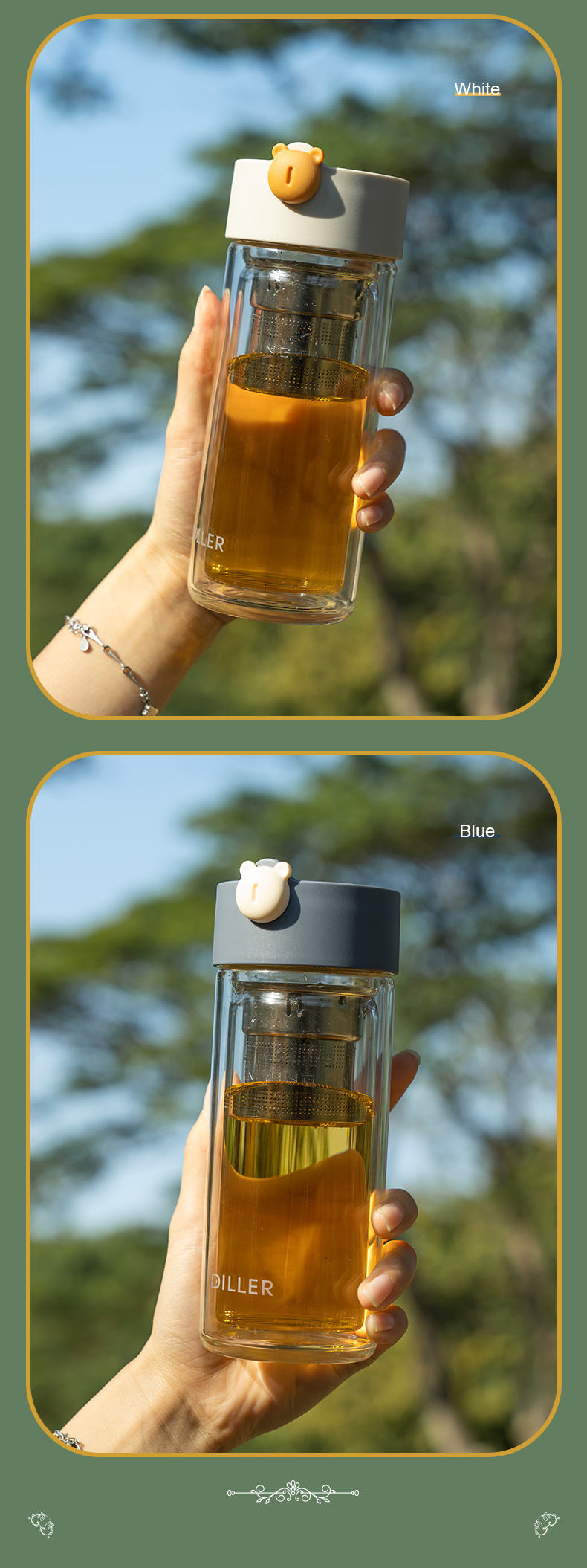 388MLH546 double wall glass tea infuser bottle detail 10