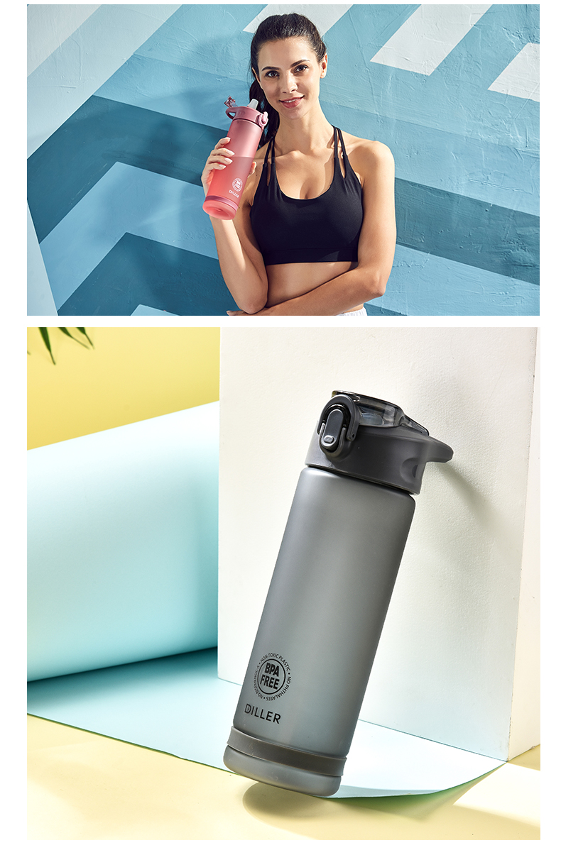 520ml Tritan-Kunststoff-Wasserflasche mit Trinkhalm Detail 16