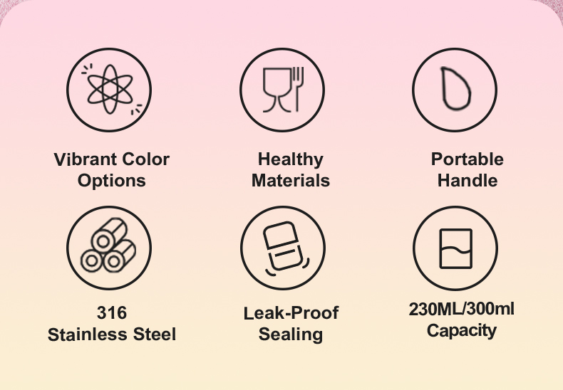 230ml 316L Stainless Steel Vacuum Insulated Water Bottle D9322 - Detail Chart