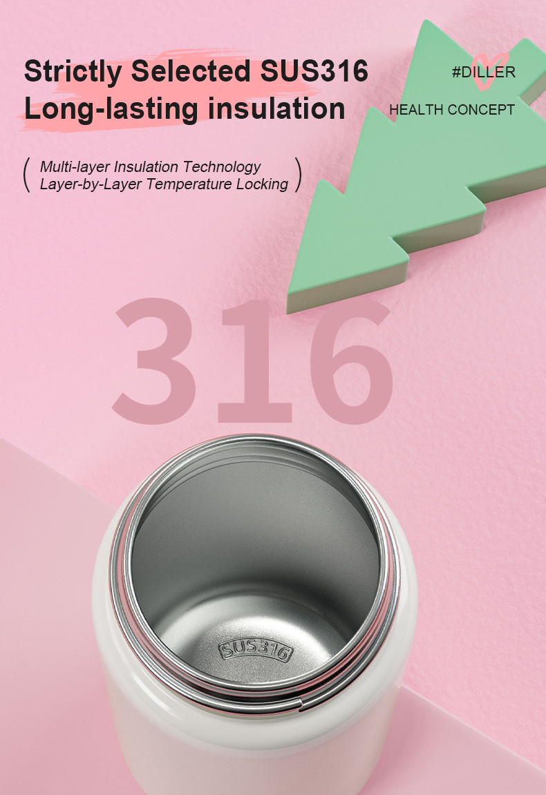 230ml 316L Stainless Steel Vacuum Insulated Water Bottle D9322 - Detail Chart