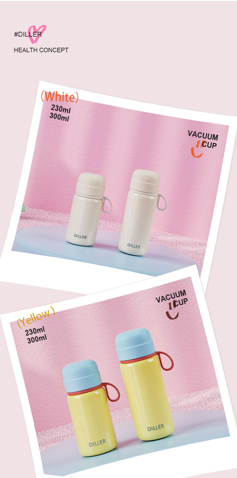 230ml 316L Stainless Steel Vacuum Insulated Water Bottle D9322 - Detail Chart