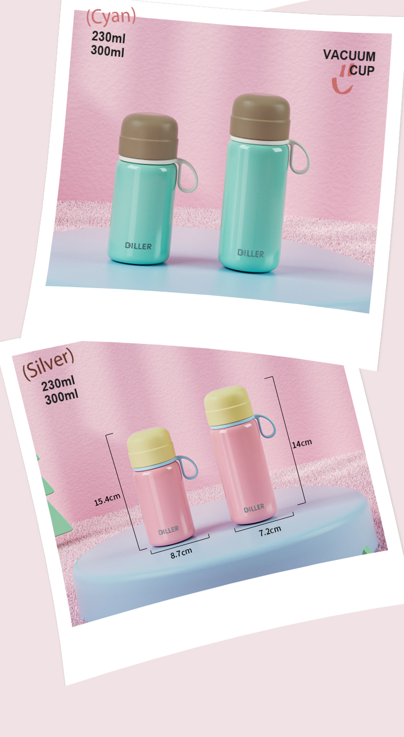 230ml 316L Stainless Steel Vacuum Insulated Water Bottle D9322 - Detail Chart