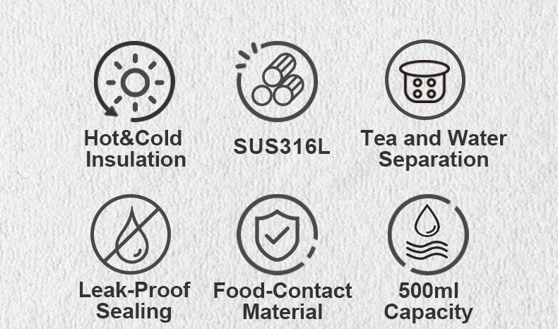 500ml 316L Stainless Steel Water Bottle D9344-500