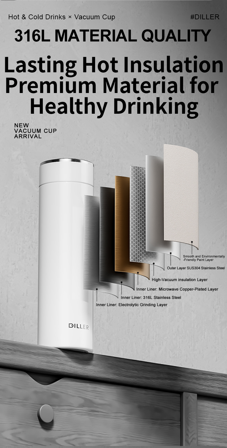 500ml 316L Stainless Steel Water Bottle D9344-500