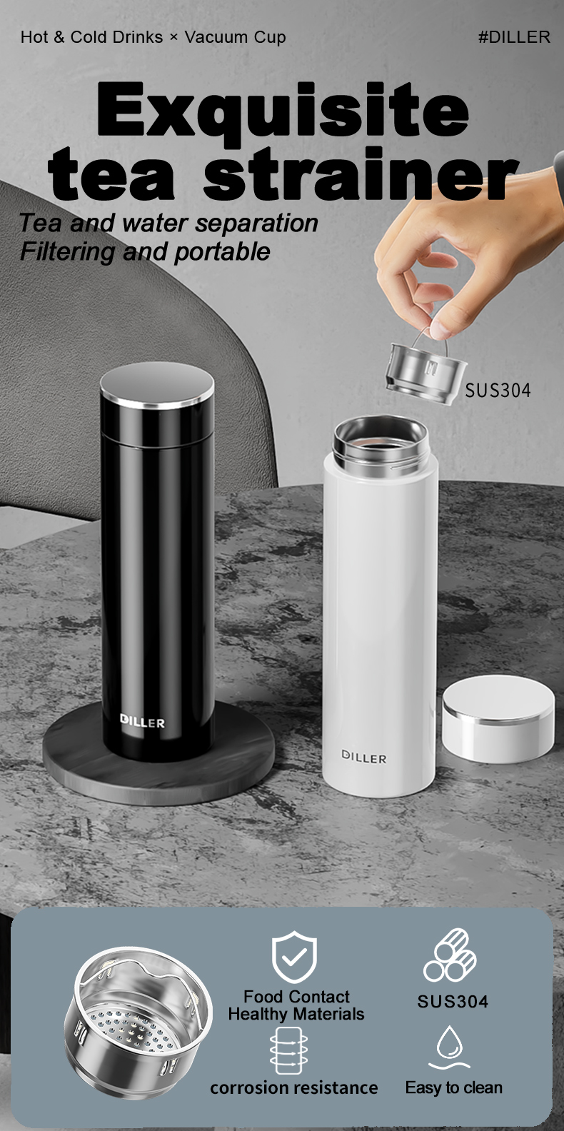 500ml 316L Stainless Steel Water Bottle D9344-500