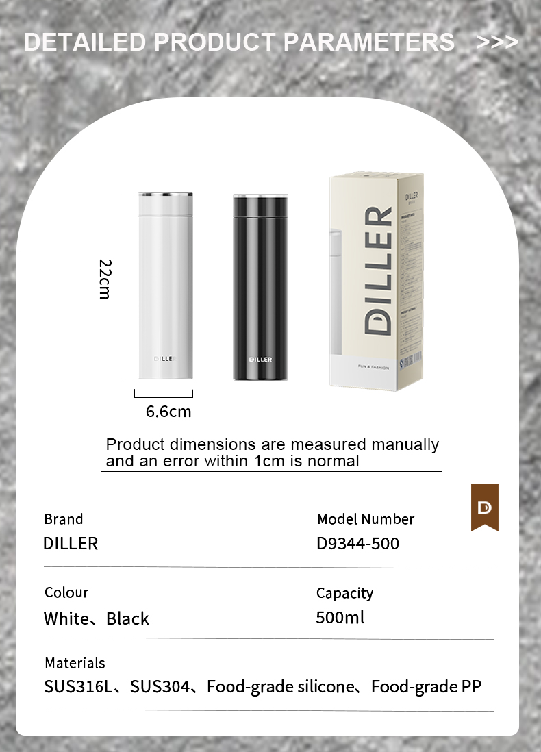 500ml 316L Stainless Steel Water Bottle D9344-500