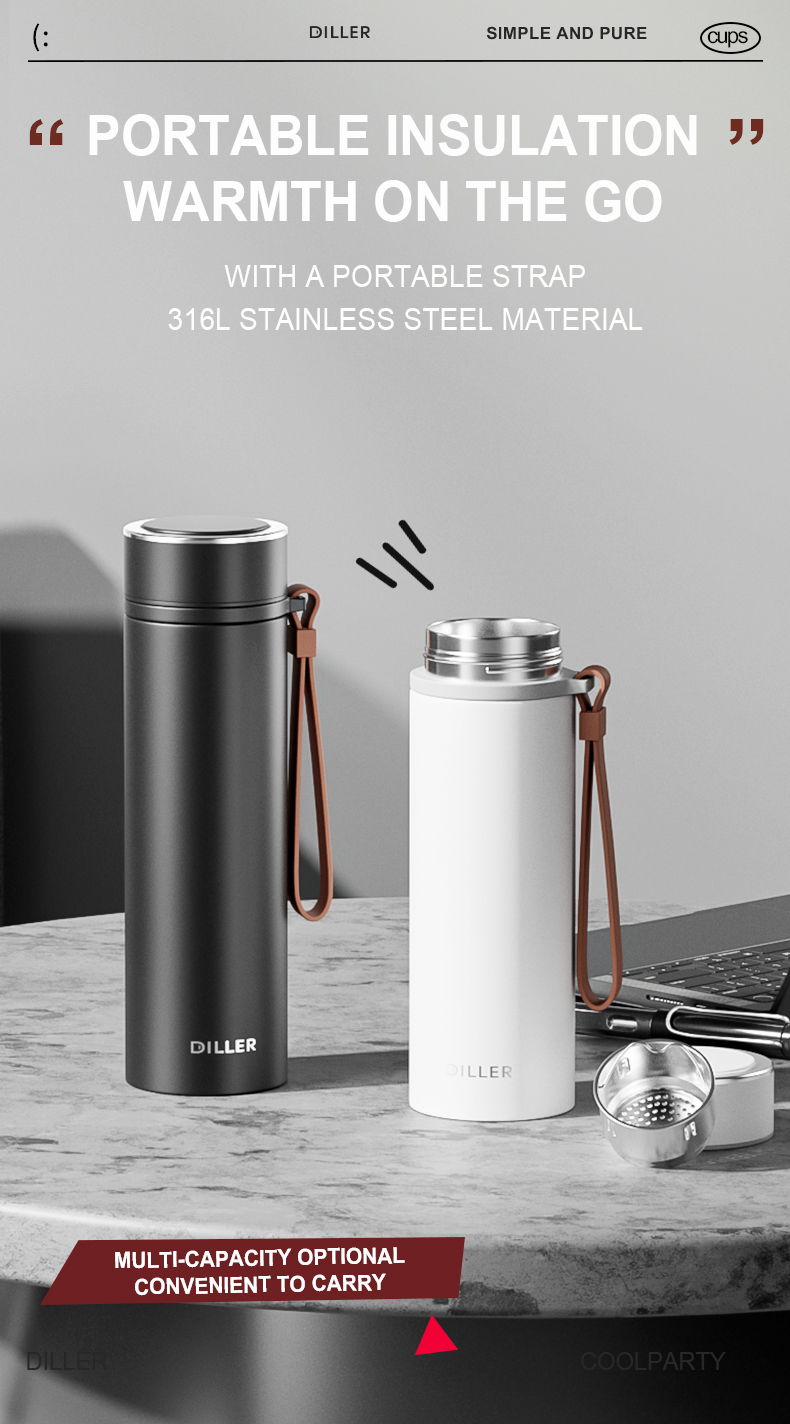500ml 316L Stainless Steel Water Bottle D9349-500