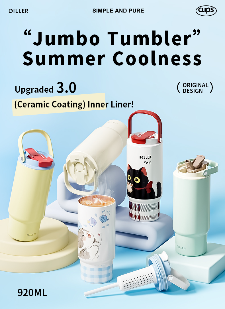 920ml 316 Stainless Steel Ceramic Coating Water Bottle D9384-920