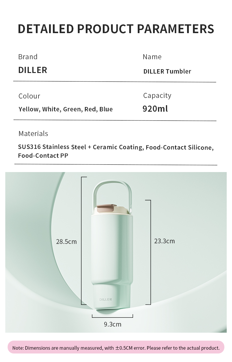 920ml 316 Stainless Steel Ceramic Coating Water Bottle D9384-920