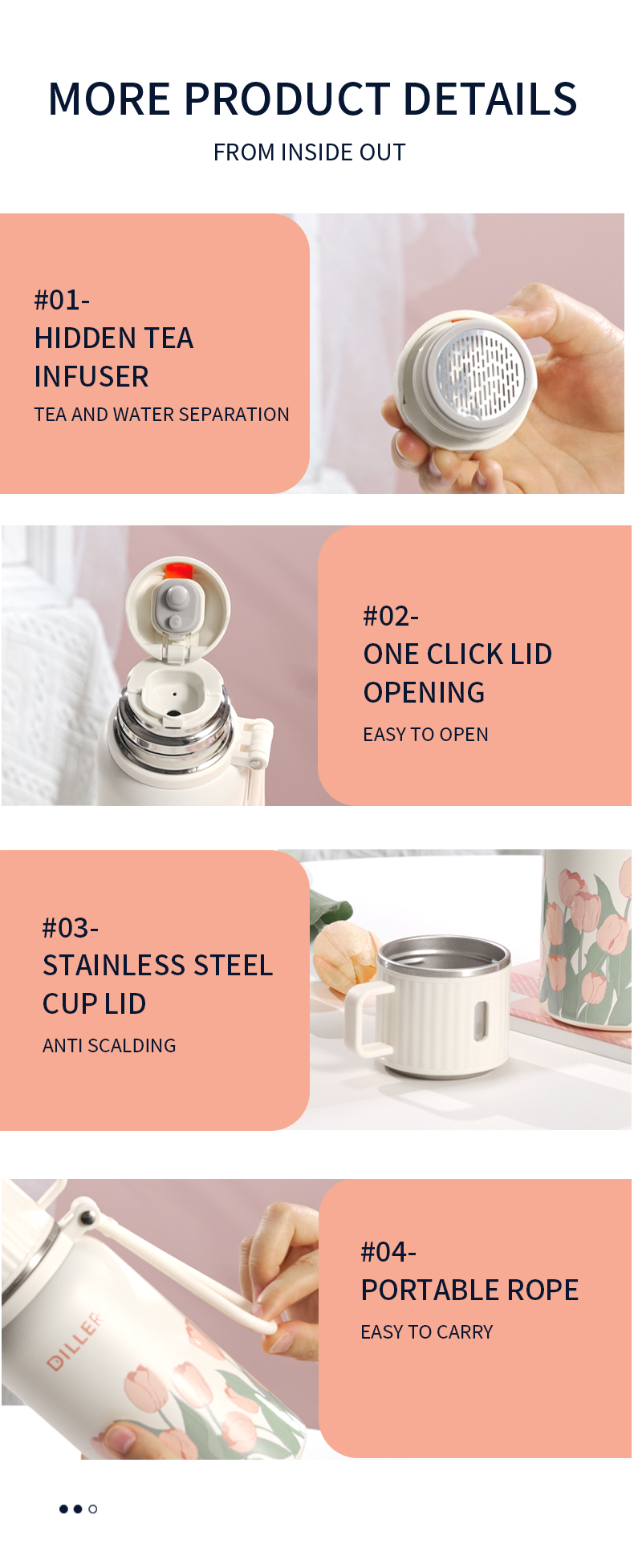 600ml 316 Stainless Steel Water Bottle D9501-600