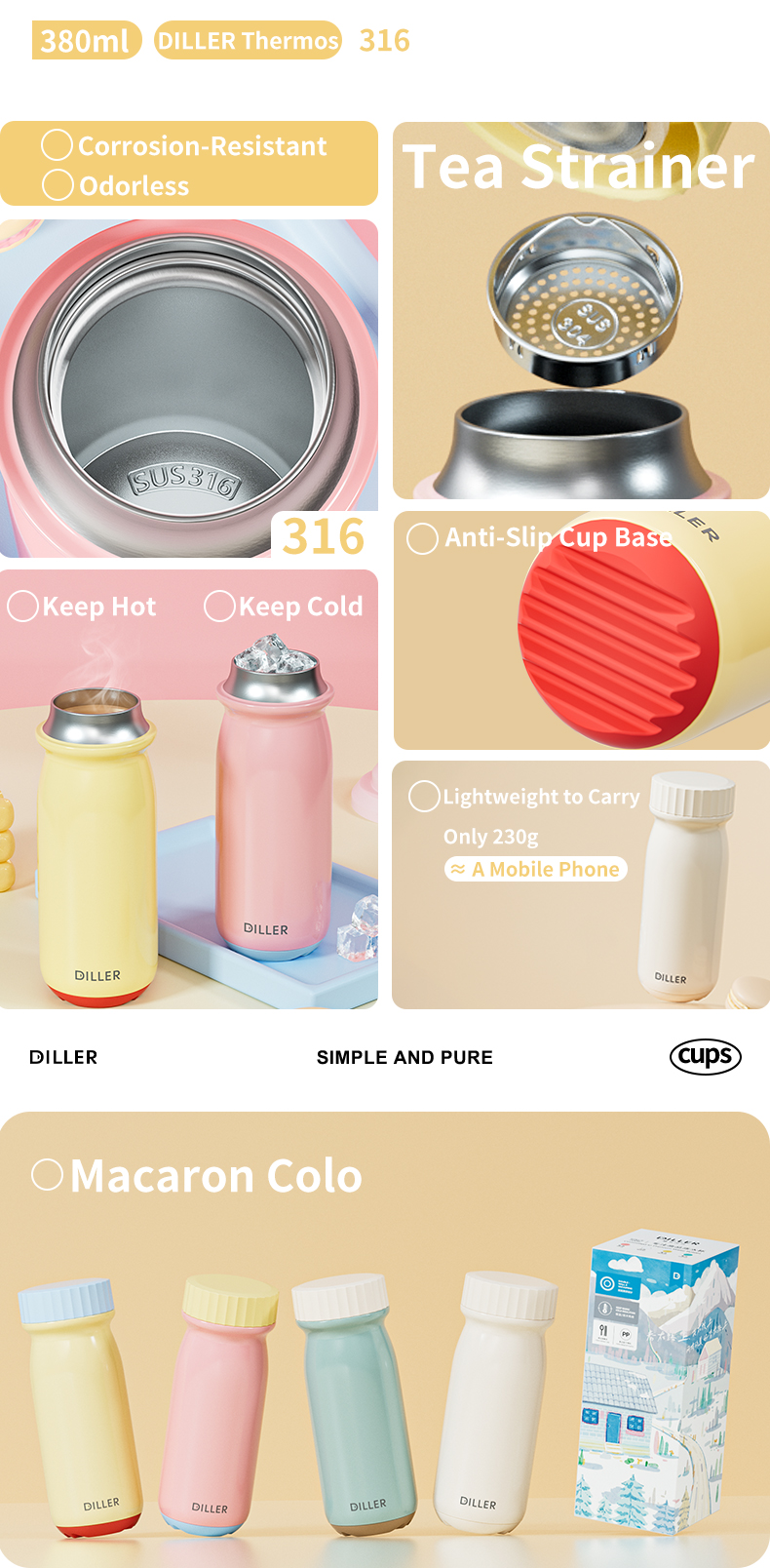 380ml 316 Stainless Steel Water Bottle D9507-380