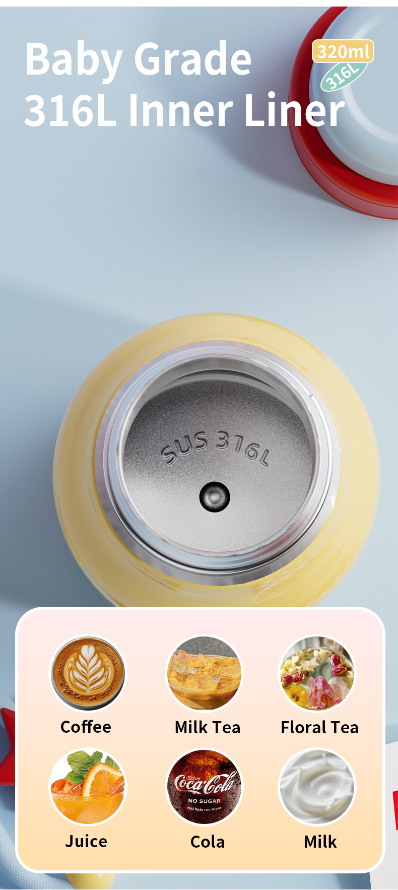 320ml 316 Stainless Steel Water Bottle D9508-320