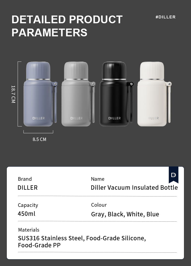 450ml 316 Stainless Steel Water Bottle D9515-450