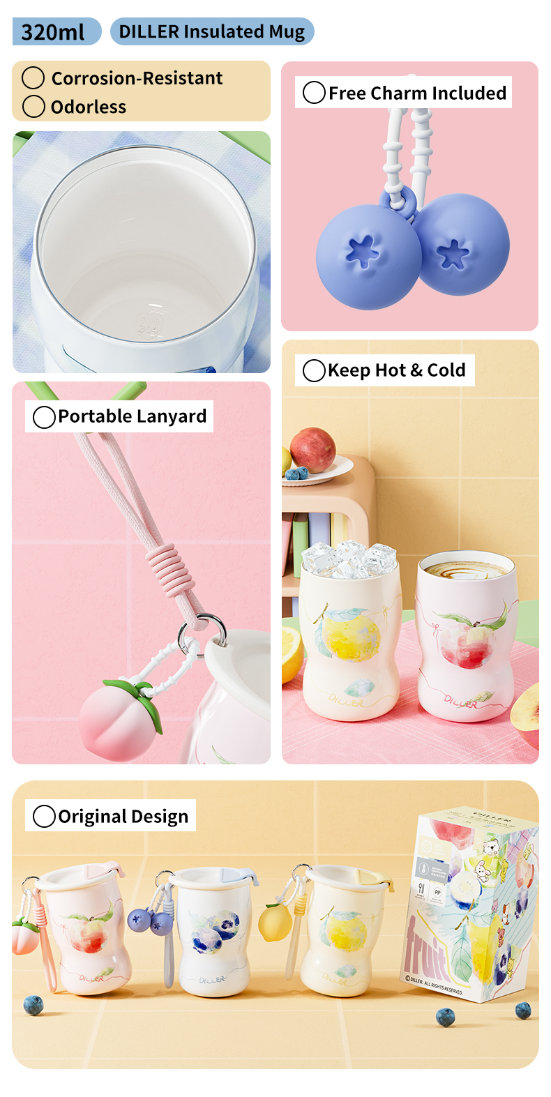 D9518-320 320ml 304 Stainless Steel Ceramic Coated Office Coffee Cup - Detail Chart 2