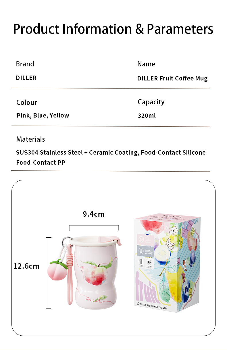 D9518-320 320ml 304 Stainless Steel Ceramic Coated Office Coffee Cup - Detail Chart 9
