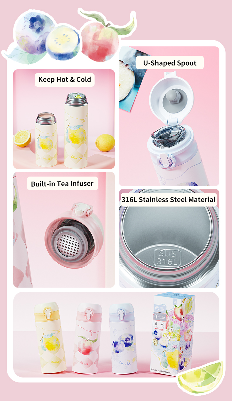 D9522-350 350ml 316 Stainless Steel Water Bottle Detail 2
