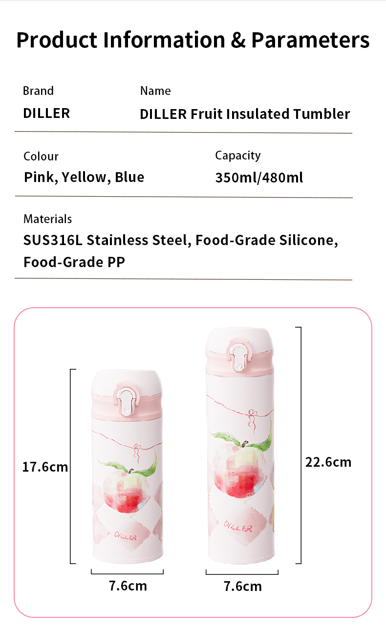 480ml 316 Stainless Steel Water Bottle D9522-480