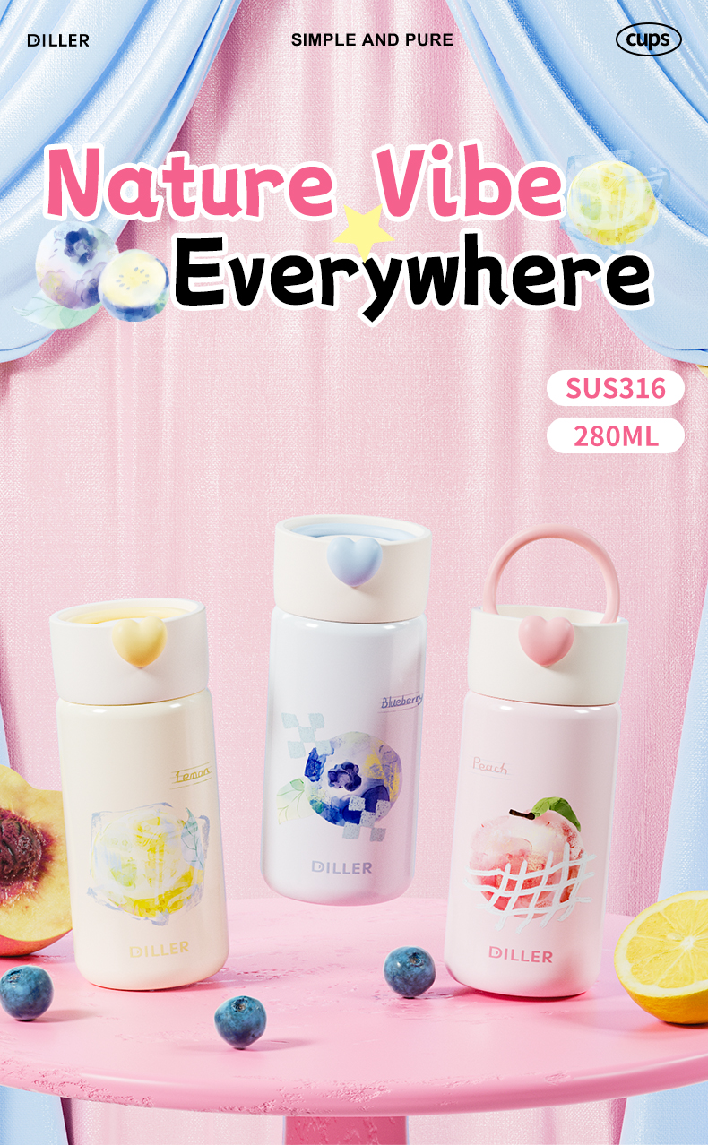 D9523-280 280ml 316 Stainless Steel Pocket Water Bottle Detail 1
