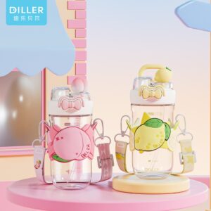 580ml tritan dual drinking bottle with shoulder strap - D2626-580 main product image